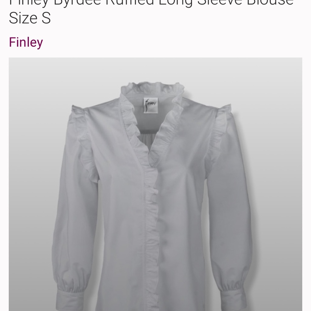 Perfect condition Finley Classic White Blouse with Ruffles - Picture 3 of 11